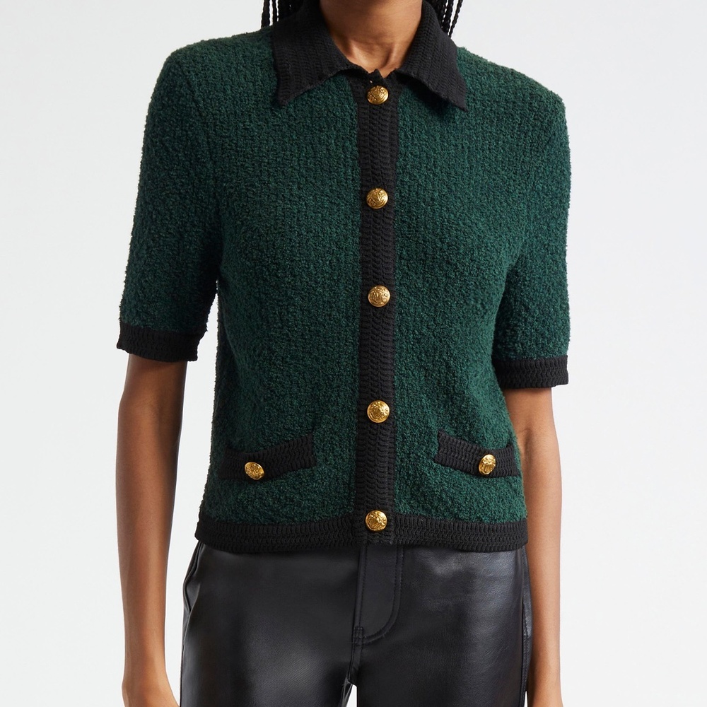 Veronica Beard Marie Houndstooth Knit Cardigan NWT